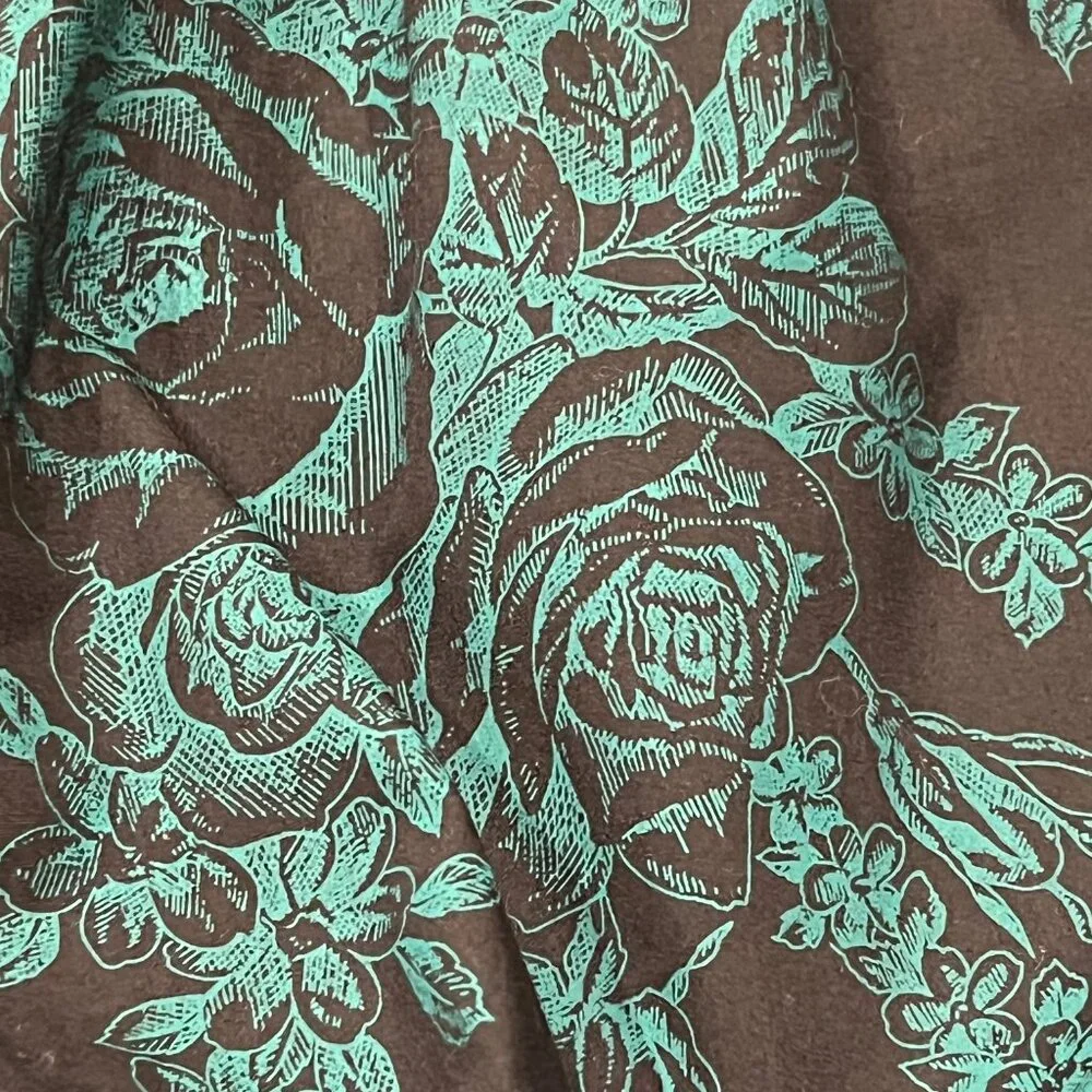 Carol Bennett for Liberty House Vtg Prairie Maxi Dress, Floral Black Green, S/M - Picture 5 of 10